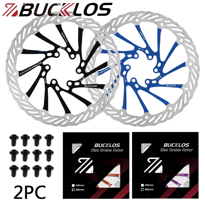 

2PC BUCKLOS 160mm Disc Rotor Bicycle 6 Bolt Disc Rotor Heat Dissipation Bike Hydraulic Brake Disc Road Mountain Bike Rotors