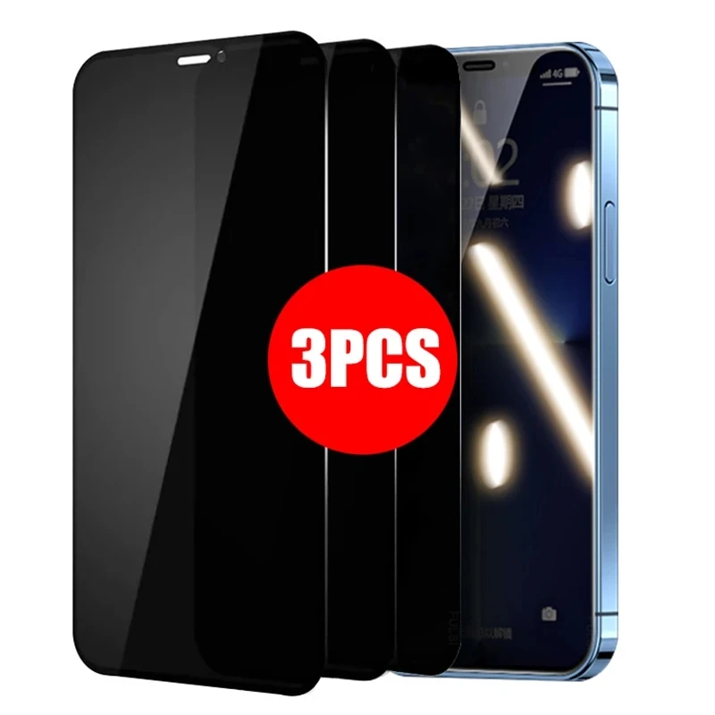 Protecteur d'écran de confidentialité pour iPhone, anti-espion pour iPhone 13, 14, 12, 11, XS, X, Poly, 7, 8 Plus, SE, verre guatémaltèque, 15 Pro Max, 2022, 3 pièces