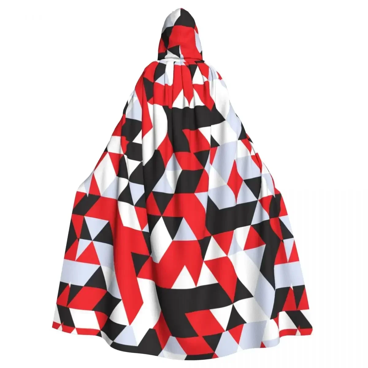 Adult Cloak Retro Pattern Of Geometric Shapes Cape Hooded Medieval Costume Witch Wicca Vampire Elf Purim Carnival Party