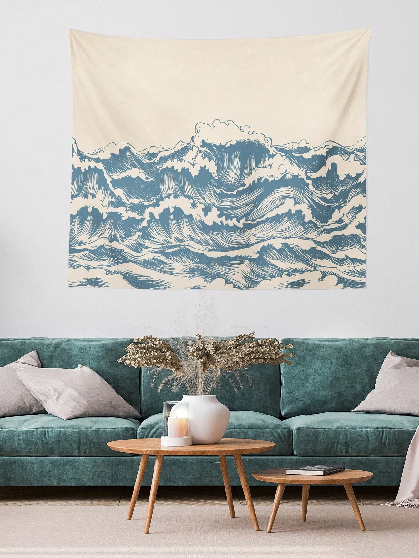 One blue wave-print home decor tapestry suitable for bedrooms living rooms dormitories landscape tapestry therapeutic decoration