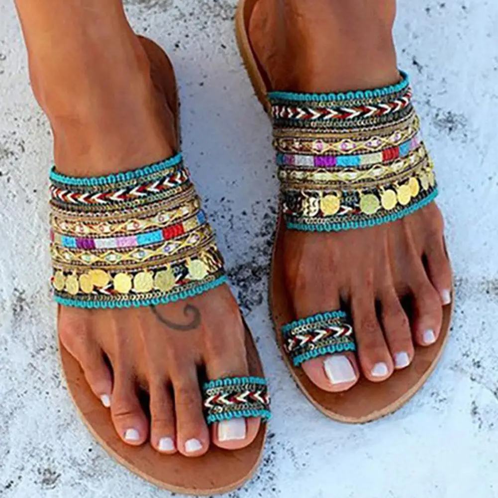 Stylish Women Flip Flops  Tassel Trendy Sandals  Bohemian Knitted Upper Flip Flops with Clip Toe Ring