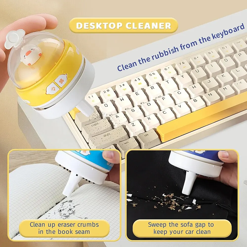 Cute Desktop Cleaner Portable 360° Upward Wind Vacuum Cleaner USB Mini Cartoon Desktop Vacuum Strong Adsorbability Cleaner