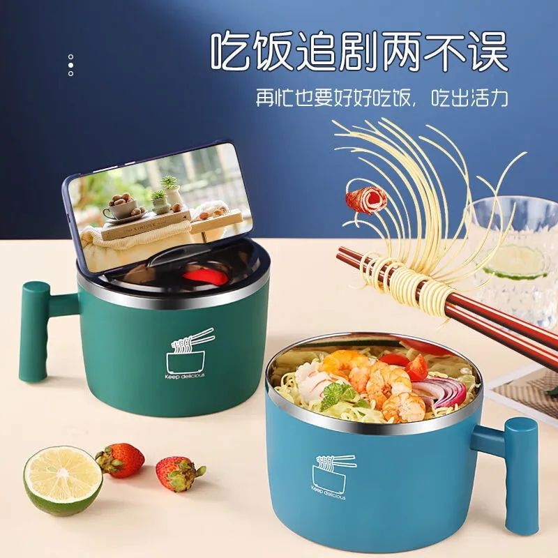 

1000ml Thai Style Soup Bowl with Cutlery And Telephone Stand Cereal Bowl for Kitchen Household Camping Lunch Container