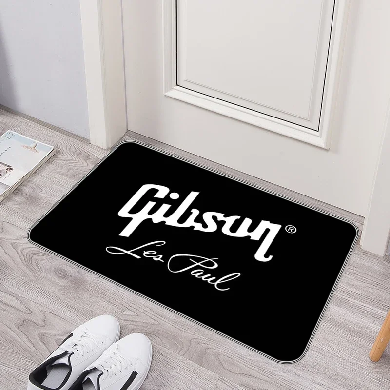 Logo Non-slip Carpet Gibson Guitar Brand Doormat Entrance Door Rug Balcony Kitchen Absorbent Mat Room Mats Foot Washable Carpets