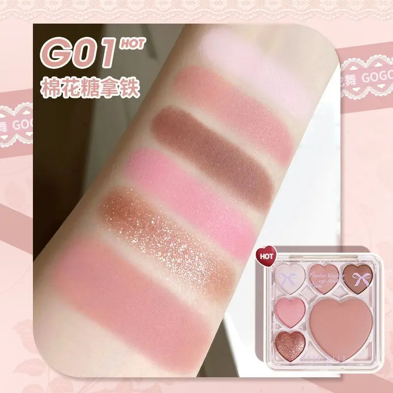 GOGO TALES Oogschaduwpalet Langdurig, gemakkelijk te dragen Matte parelmoer Multifunctioneel Blush Oogschaduw Make-uppalet