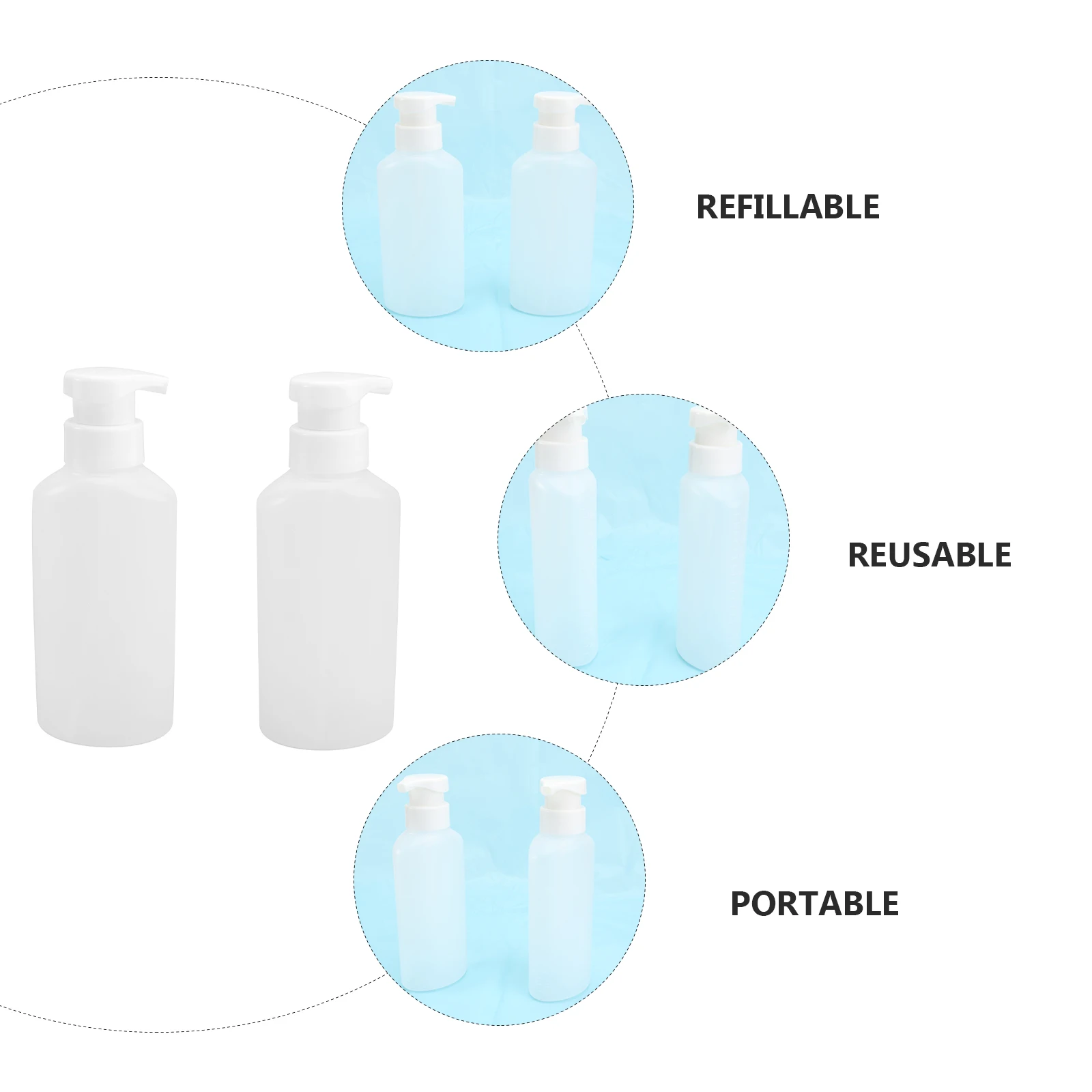 

2Pcs Travel Shampoo Bottles Portable Foam Making Lotion Container Empty Toiletries Bottle Long Straw Clean Refillable Reusable