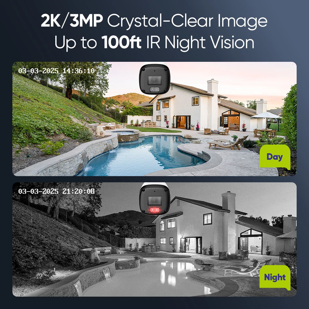 SANNCE 3MP IR Network Bullet Camera 4mm Lens Audio Input S+265 Compression Smart IR 3D DNR DWDR Built-In Mic POE NVR Support