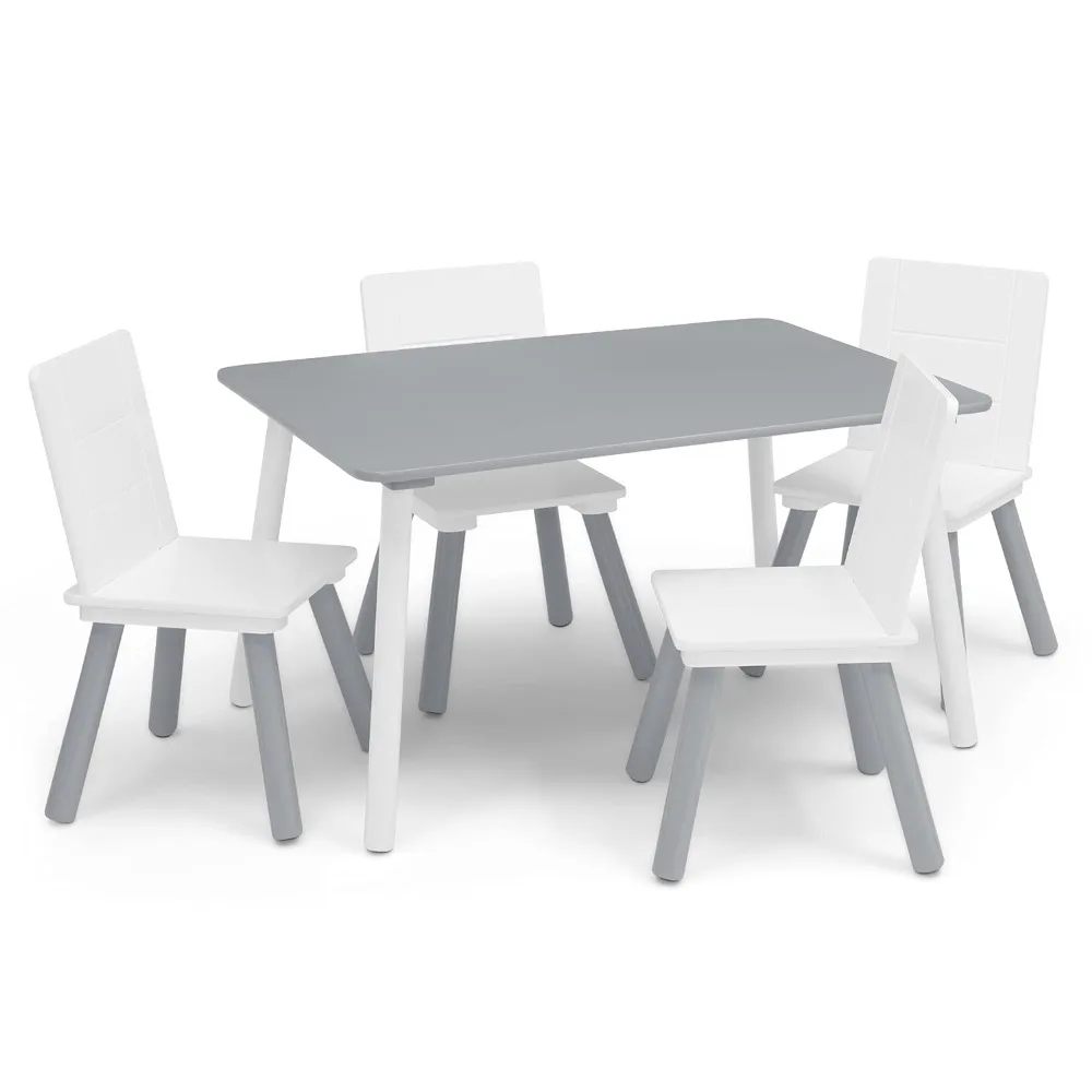 Kids Table and Chair Set (4 Chairs Included) - Ideal for Arts & Crafts, Snack Time, Homeschooling, Homework & More