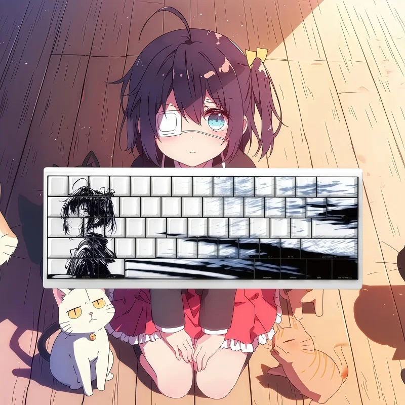 

Тема Takanashi Rikka, колпачок для ключей, высота вишни, аниме, периферийные устройства с боковой гравировкой, прозрачный 98 клавиш, пять сторон, горячая сублимация