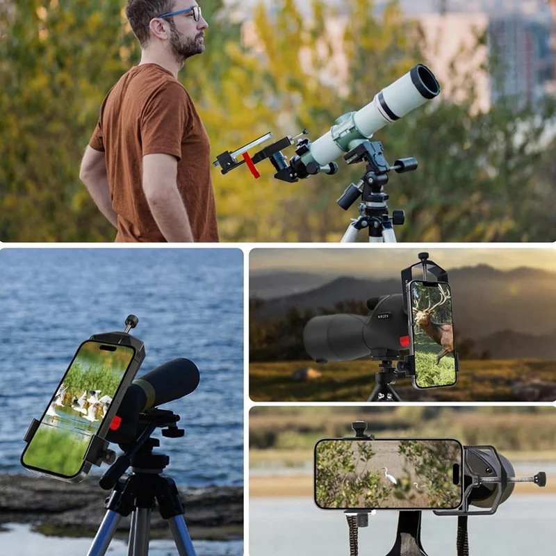 Imagem -02 - Digiscoping Telefone Universal para Telescópio Eixos de Montagem Titular para Binocular Monocular Microscópio Câmera do Telefone