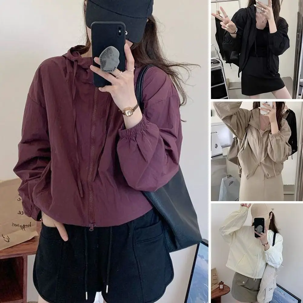 

Outdoor Sun Protection Summer Sunscreen Clothes Cover Up Breathable Long Sleeved Jacket Loose Casual Windbreaker for Women
