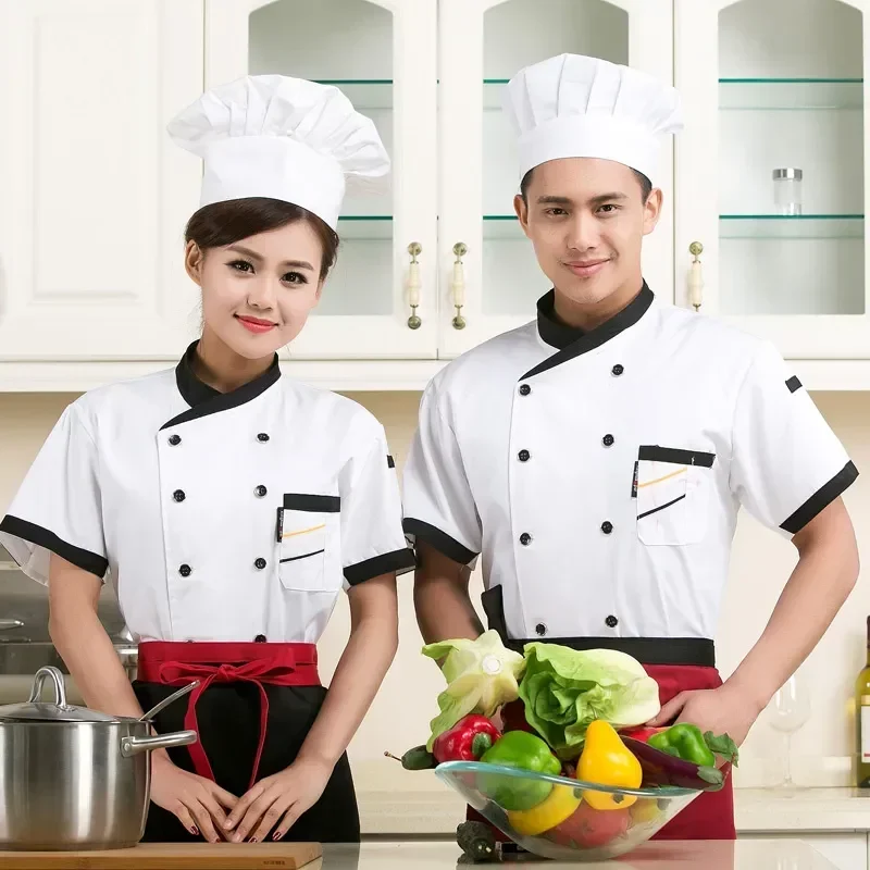 Tops de verano para hombre, uniforme de manga corta, ropa de trabajo de calidad para Chef y restaurante