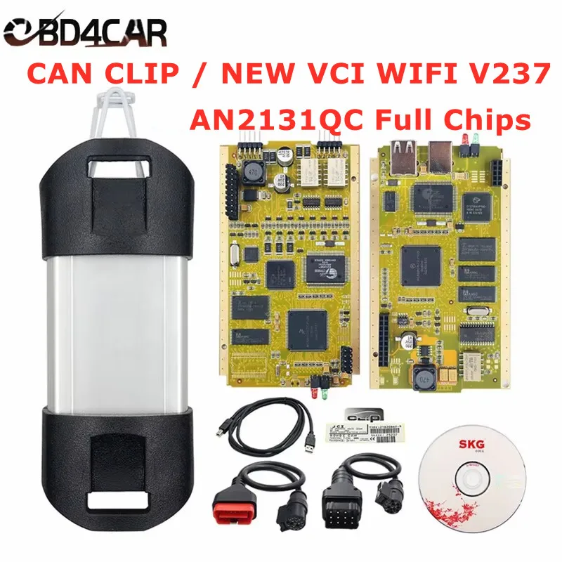 For Renault Can Clip V213 Full Chip CYPRESS AN2131QC OBD2 Scanner NEW V237 WIFI For Renault VCI Car Diagnostic Interface