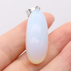 Natural Gem Stone Opal Rose Quartz Agate Pendant CraftsDIY Necklace Jewelry Accessories Exquisite Gift Making Woman20x30-25x40mm