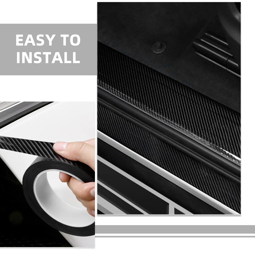 

5D Carbon Fiber Anti-scratch Glue Stickers 7cmx5m Black Car Door Edge Protectors Bumper Guards Scratch Resistant Durable Vinyl