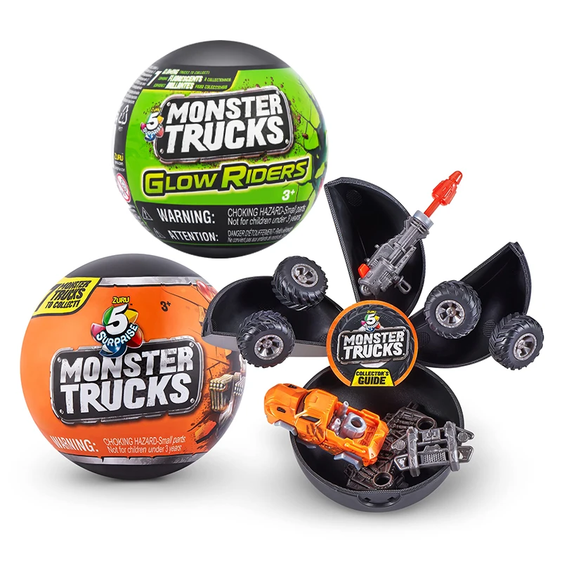 ZURU 5 Surprise Monster Trucks Glow Riders Series 2 Mystery Collectible Capsule Ball Collectible Toys Holiday Gifts for Children