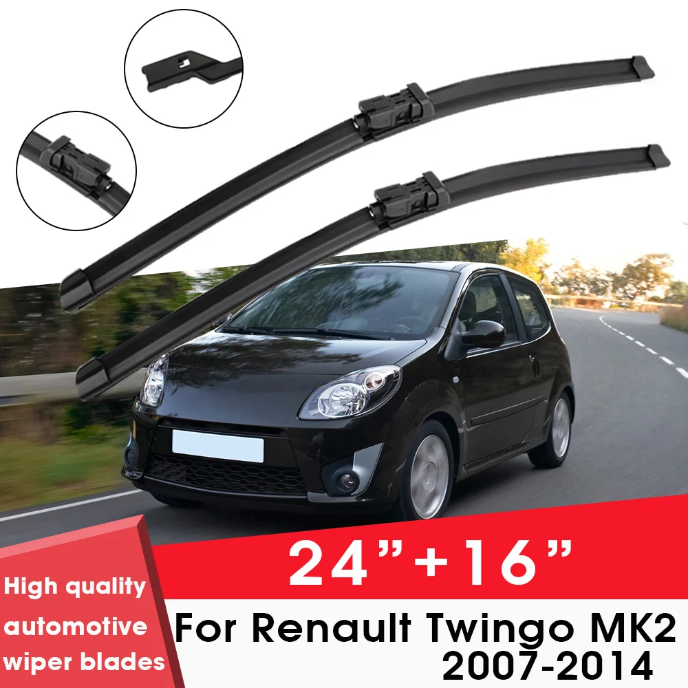 

Car Wiper Blade Blades For Renault Twingo MK2 2007-2014 24"+16" Windshield Windscreen Clean Rubber Silicon Cars Wipers