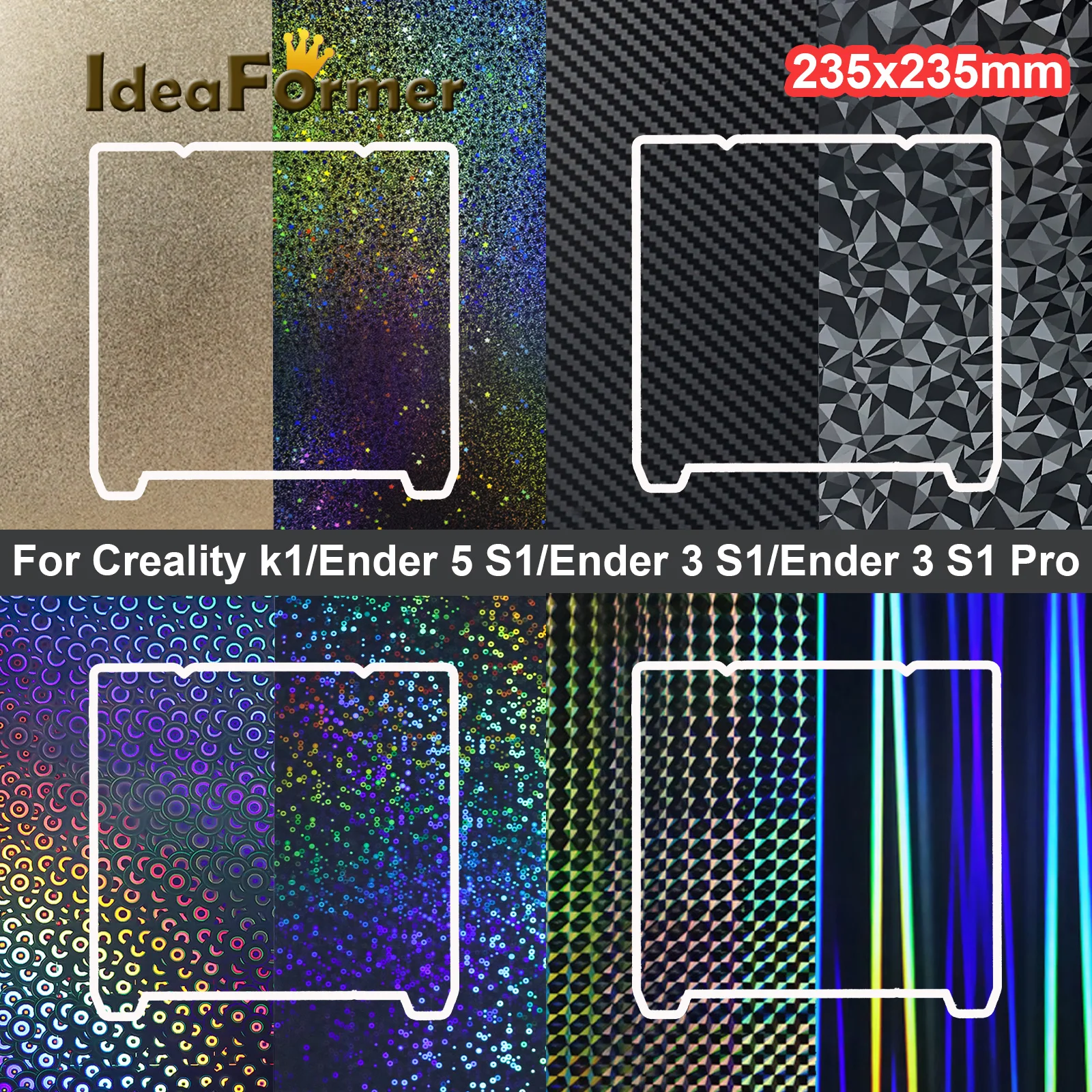 

Встроенная пластина для Creality K1 с подогревом 235x235 мм PEO/PET/PEI Ender V3, 3D-печать H1H, пластина для Ender 3 S1/S1 Pro/K1 Max 310x315