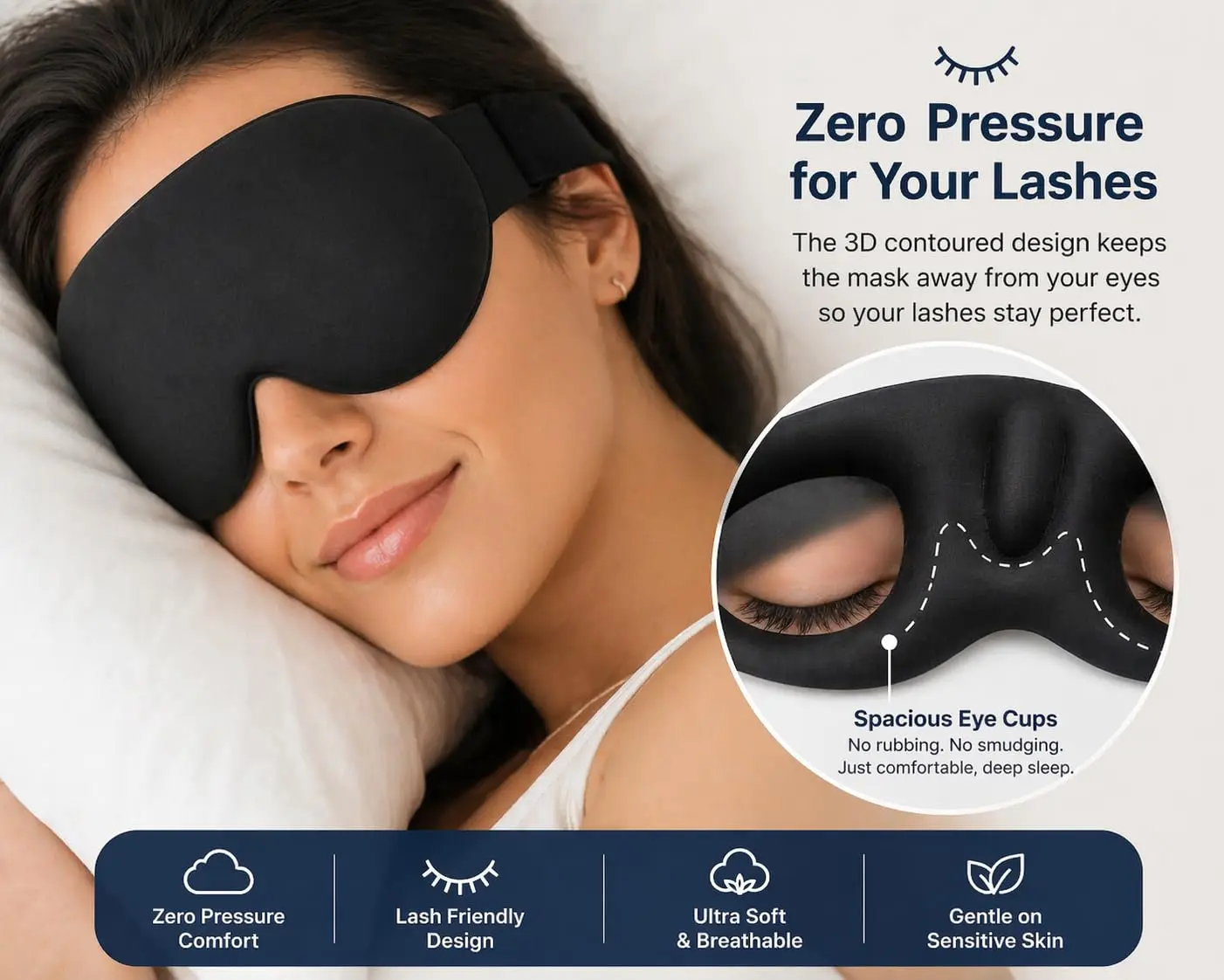 3D Sleep Mask With Noise Ear Plug, Unisex Blackout, Protects Eyelashes, Adjustable Strap, Travel Plane Work Eye Mask