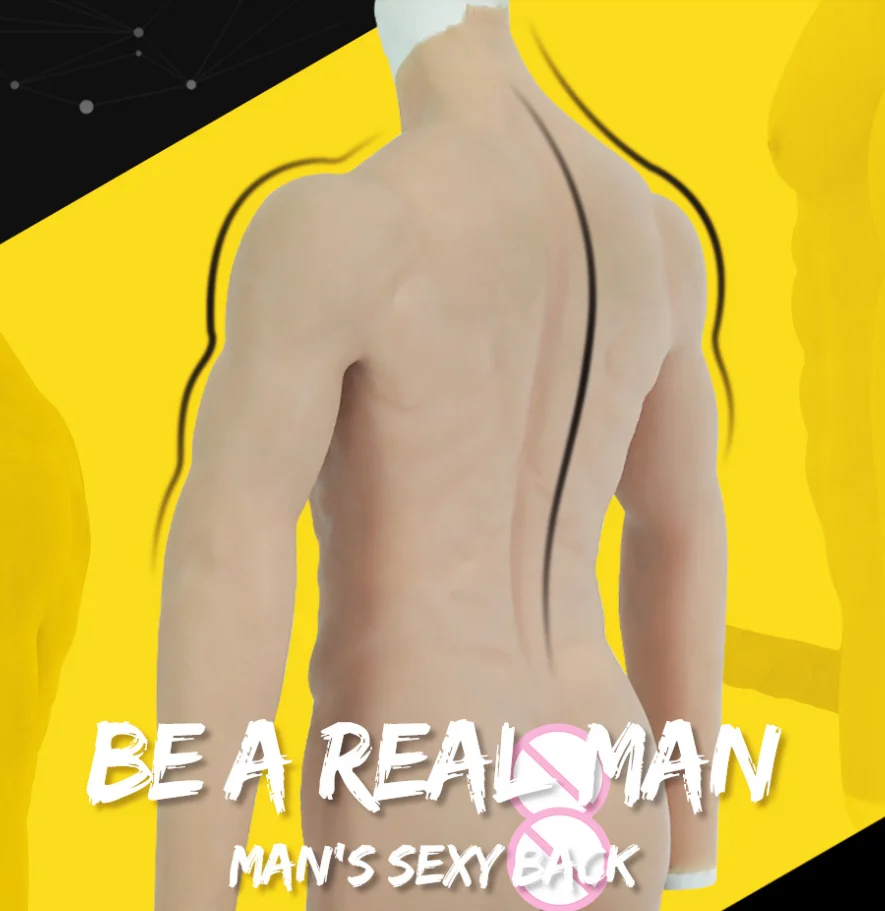 Tgirl Men’s Muscle Suit with Penis for Cosplay Macho False Chest Costumes Bodysuit with Artificial Arms FTM Transgender Shemale