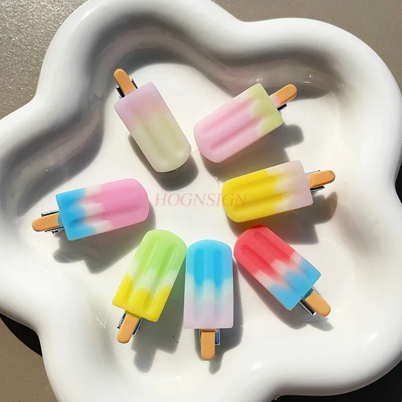 7pcs Ice Cream Hairpin Simulated Food Ice Cream Duck Mouth Clip Girl Side Clip Cartoon Hairpin