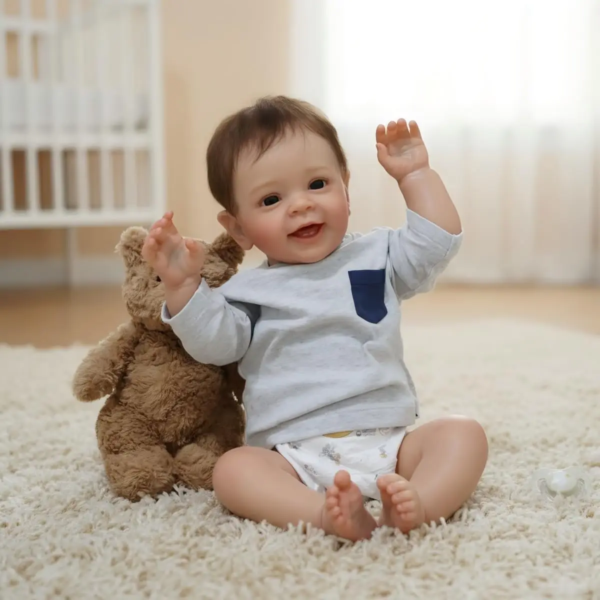 Muñeca Reborn Hecha a Mano de 22 Pulgadas, Muñeca Reborn de Vinilo Suave Realista, Regalo para Niños con Traje