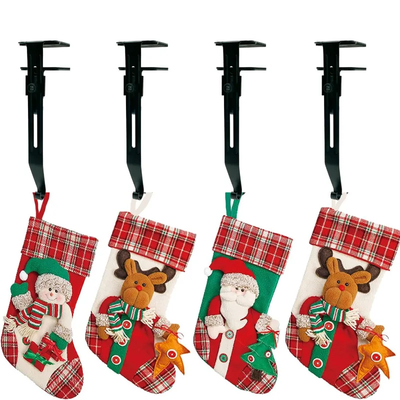 2/4PCS Adjustable Stocking Hooks Non-slip Christmas Stocking Hooks Swinging Hanging Christmas Desktop Hooks Home Decoration