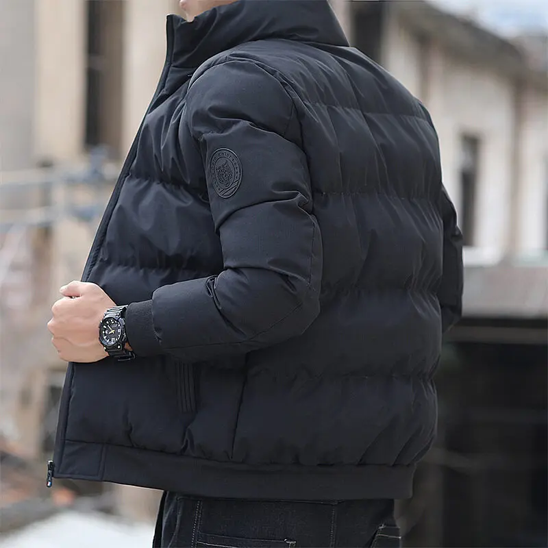 Men Cotton-Padded Jacket 2021 Winter Trend Tiger Head Logo Short Padded Men Jacket Thick Casual Padded Jacket Male Parkas M-5Xl