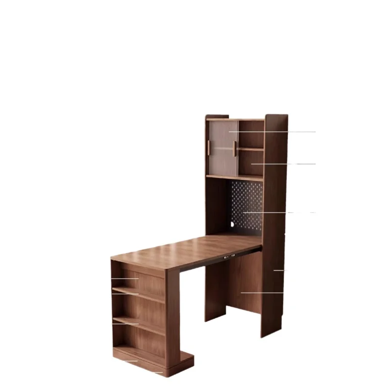 

Folding desk bookcase integrated, solid wood corner home study table, small apartment study office