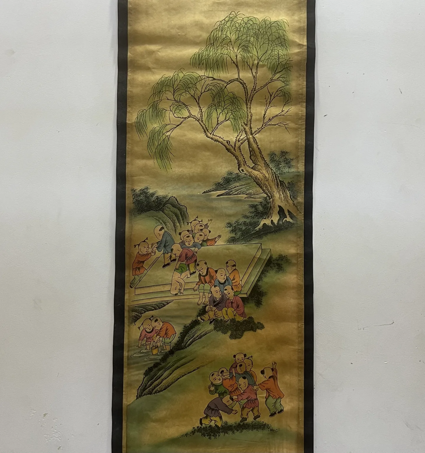 لوحة معلقة لتزيين غرفة المعيشة المنزلية بأربعة شاشات من Tang Yin-Baizitu