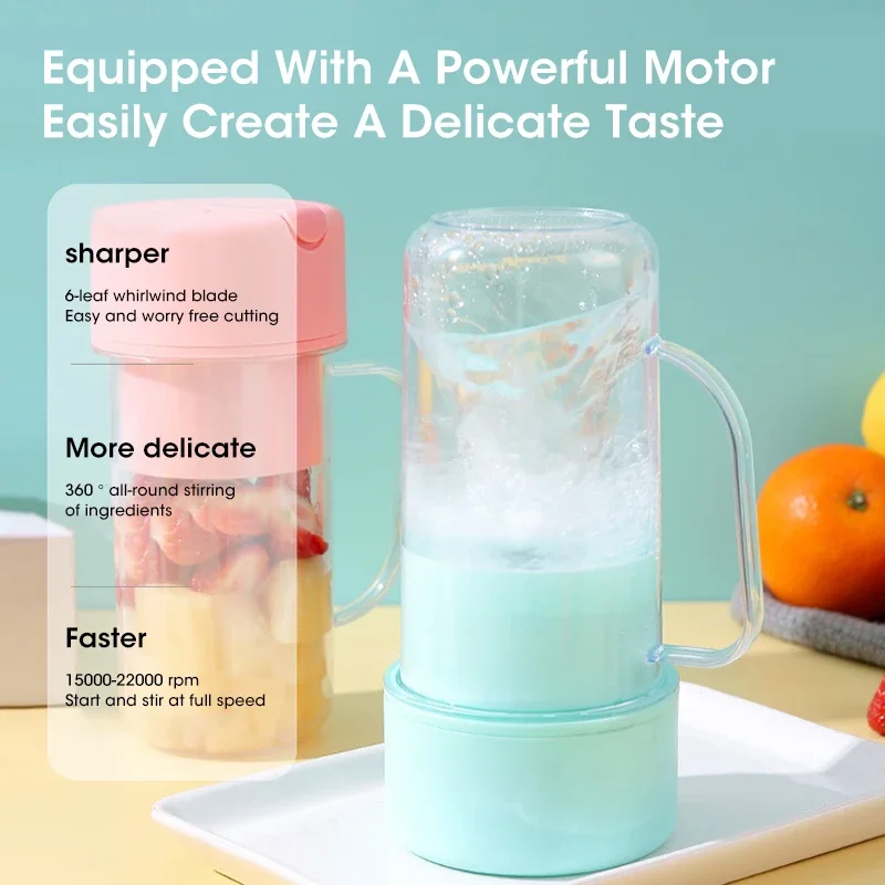 420ml Electric Juicer Bottle Mini Portable Blender With Straw Multifunctional USB Charg Juicer Bottle For Sports Home Gym School