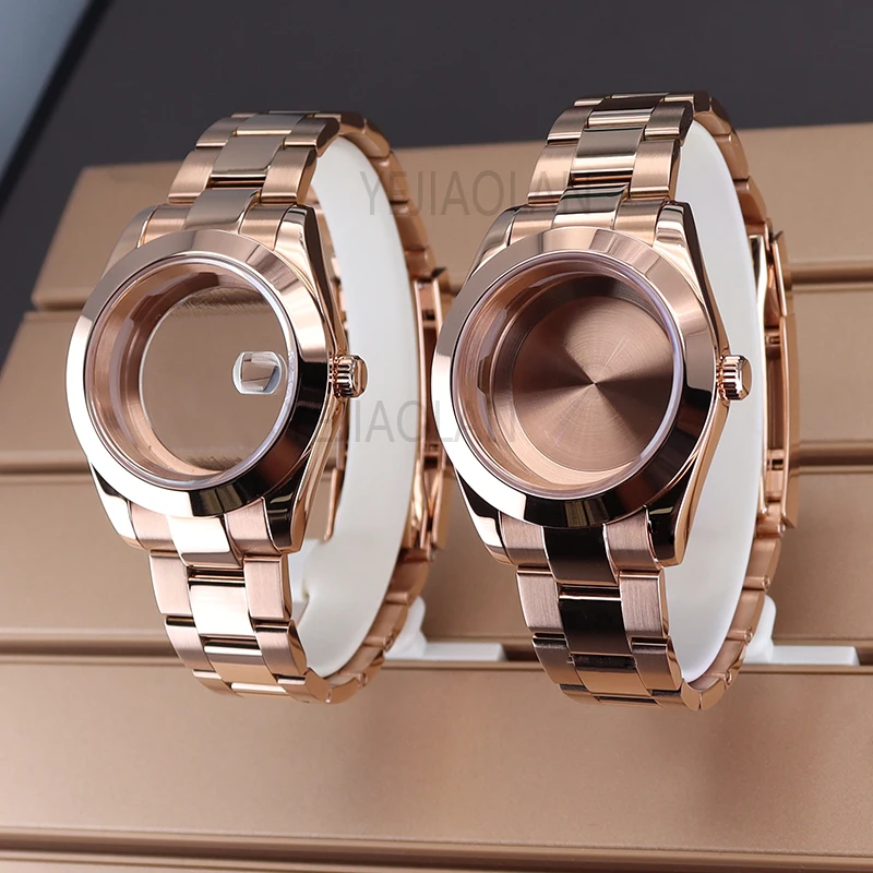 36Mm/40Mm Rose Gold Ms. Horlogekasten Bandjes Onderdelen Voor Air King Nh35 Nh34 Nh36/38 Miyota 8215 Beweging 28.5Mm Wijzerplaat Roestvrij Staal