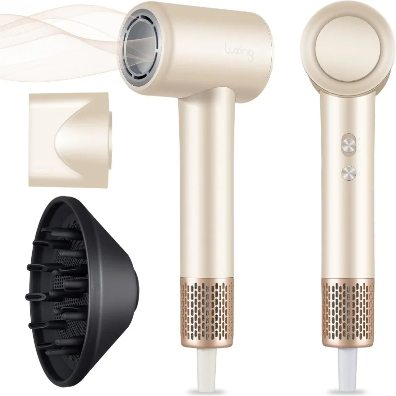 ディフューザー付きヘアドライヤー、TurboLux 1500W 高速ブロードライヤー、速乾性、軽量、超静音、ディフューザー