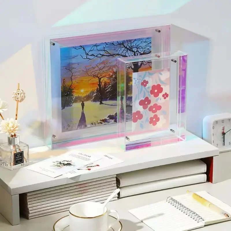 17 Colours Translucent Acrylic Photo Frame for Photos and Paintings,Hollow Acrylic Frames for Wall Hanging, Desktop Decoration