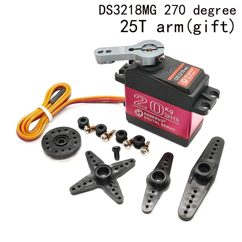 180/270/360 Controleerbare Graad Dsservo Waterdichte Servo Ds3218 Pro 20Kg Metalen Versnelling Servo Voor 1/8 1/10 Rc Robot Auto Robotarm