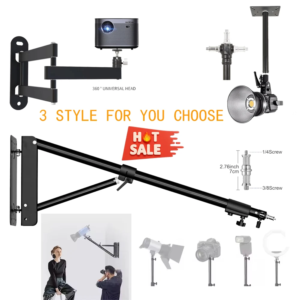 SH Photography Reflector Soft Box Wall Monopod Arm Live Stream Studio Light LED Ring Light Wall Mounted Bracket Arm Stand Tripod