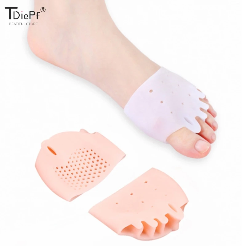 1Pair 2/5holes Silicone Bunion Corrector Toe Separator Gel Forefoot Pads Orthopedic Braces Orthotic Finger Hallux Valgus Spacers