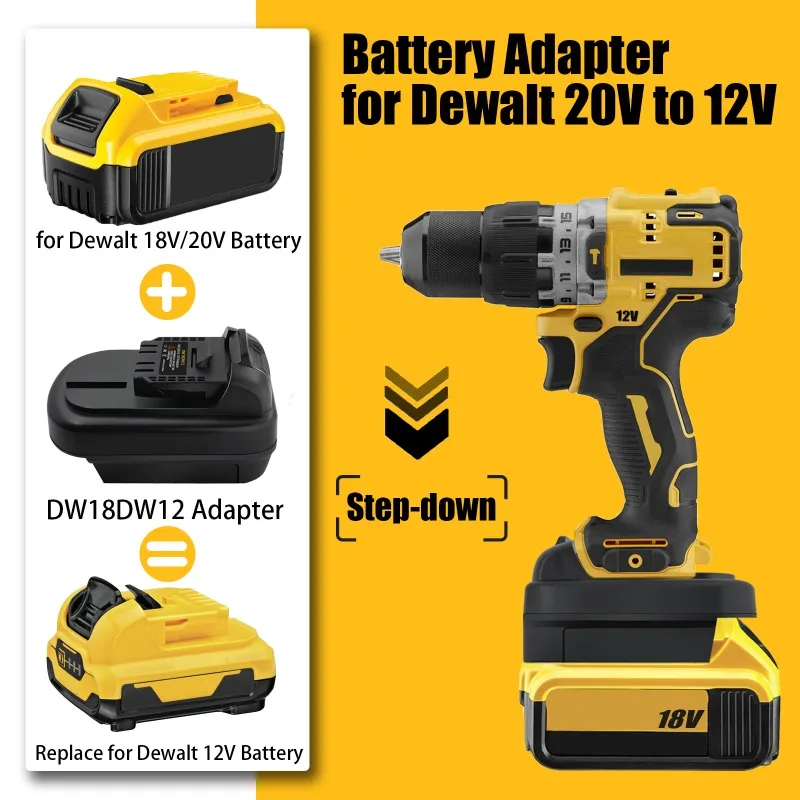 

ALASICKA DM18DW12 Adapter for Dewalt 18-20V & for Milwaukee 18V Lithium Battery Convert To Fit for Dewalt 12V Battery Power Tool