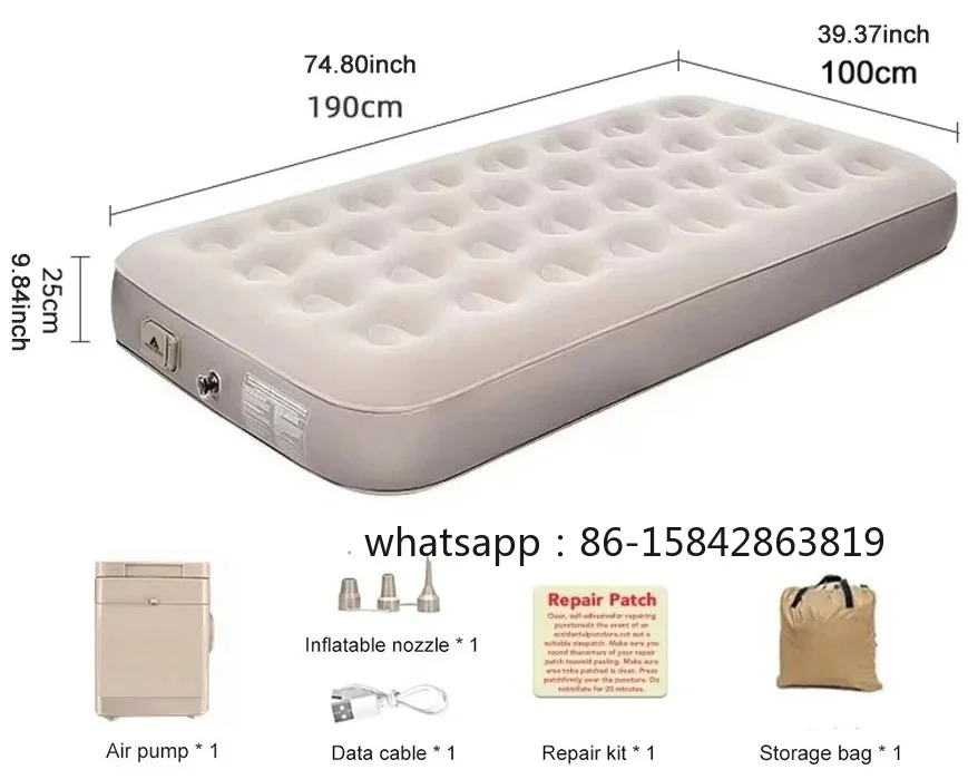 Electric Inflatable Air Sofa Bed with Charging Pump Plush PVC Portable Mattress