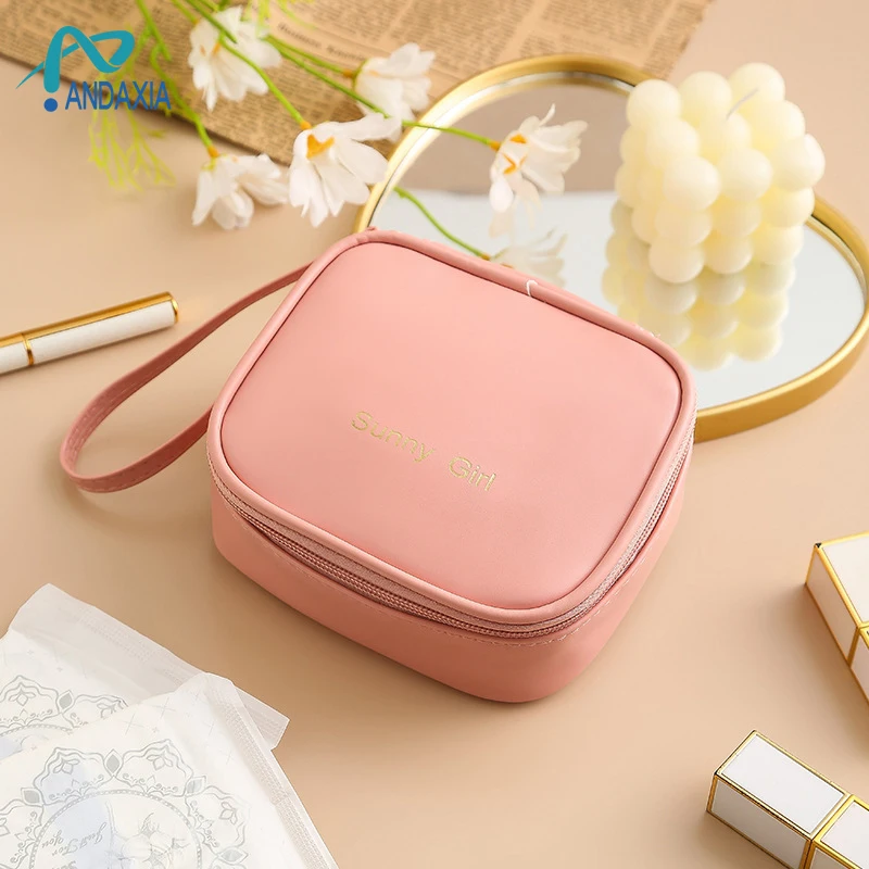 Waterproof PU Sanitary Napkin Storage Bag Menstrual Pouch Aunty Napkin Portable Bag Mini PU Makeup Lipstick Bag