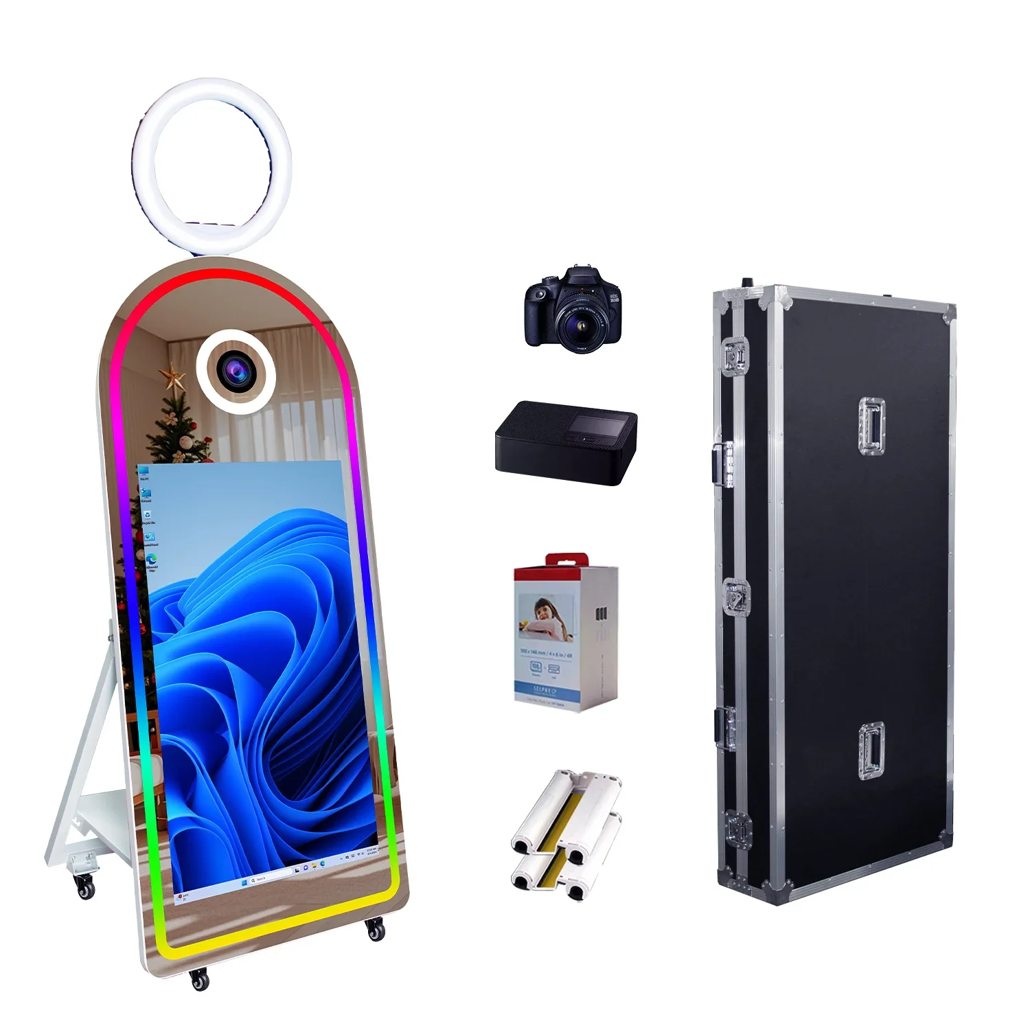 Fashion arched magic mirror photography booth machine