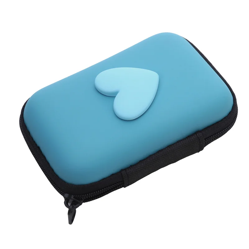 1PC Travel Storage Bag Portable Charging Case USB Data Cable Organizer Headset Cable Bag Square Zipper Bag With Love Pattern