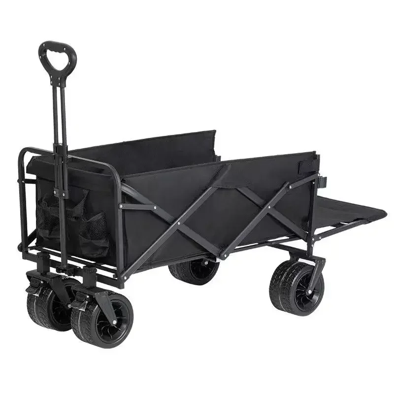 

Folding Camping Cart, Rear Door, Off-road Tires, Carrying Tools, with Brakes, Fishing, Outdoor Use, Metal Frame, Oxford Cloth