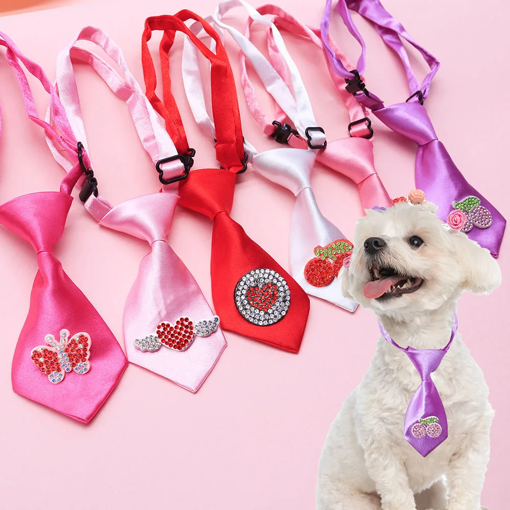 

30 шт., модные галстуки для маленьких собак и кошек, блестящий галстук с бриллиантами на День святого Валентина, украшение для ухода за собаками, щенками, товары для домашних животных для собак