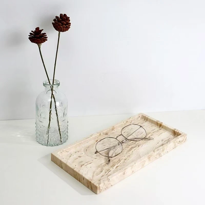 European-Style Luxury Natural Cararra Violet Marble Rectangular Tray, Aromatherapy Candle Holder and Decorative Display Piece fo view 2