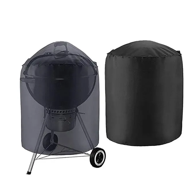 Heavy Duty Universal Round BBQ Grill Cover, Waterproof Windproof Tear Resistant Outdoor Barbecue Protector (Only Cover)