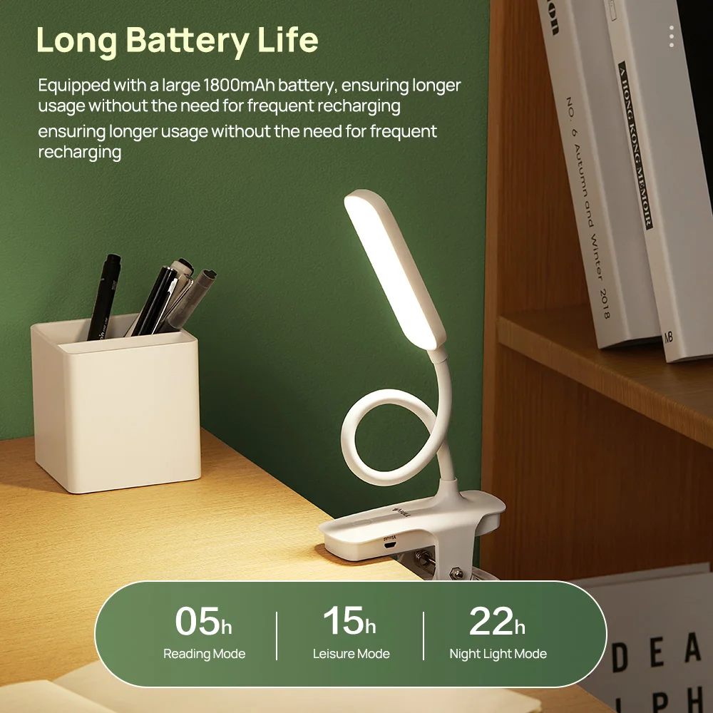 Goneo Eye-Care Clamp Настольная лампа Складная лампа для чтения Перезаряжаемая лампа для книги с защитой от синих лучей