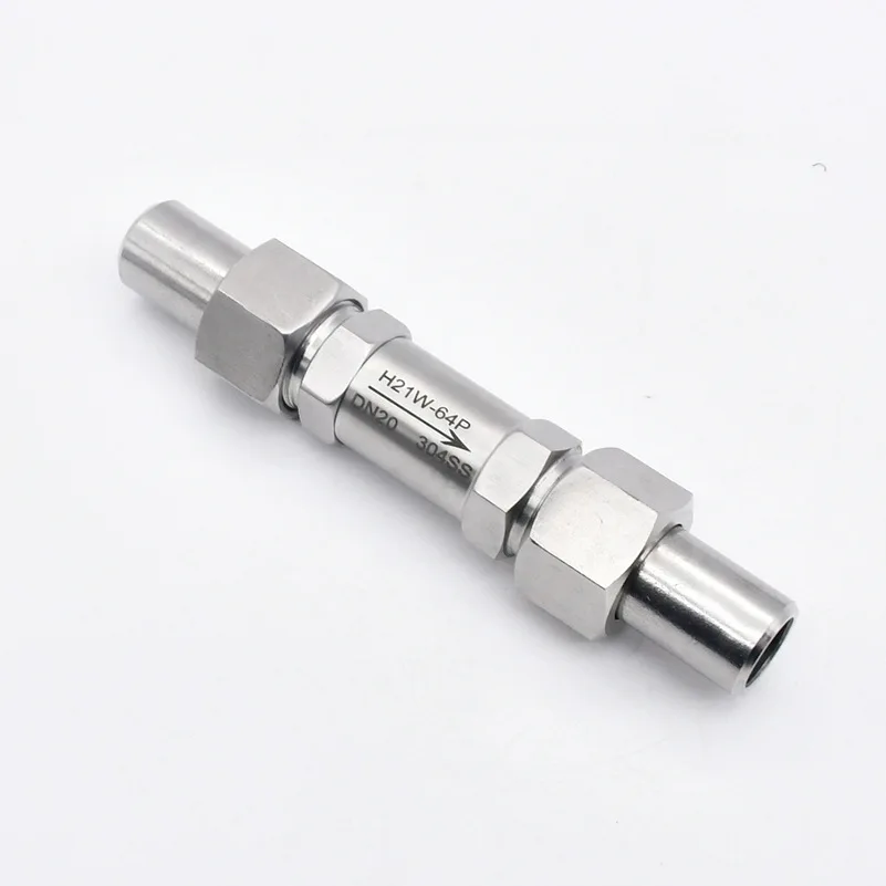 Stainless steel movable joint butt welding one-way check valve External thread welded pipe High pressure one-way valve H21W-64P