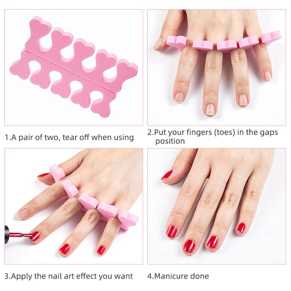 50/100Pcs/Bag Nail Art Toe Separators Heart 5-Colors Fingers Foots Sponge UV Gel Polish Manicure Pedicure Pack Beauty Tools Kits