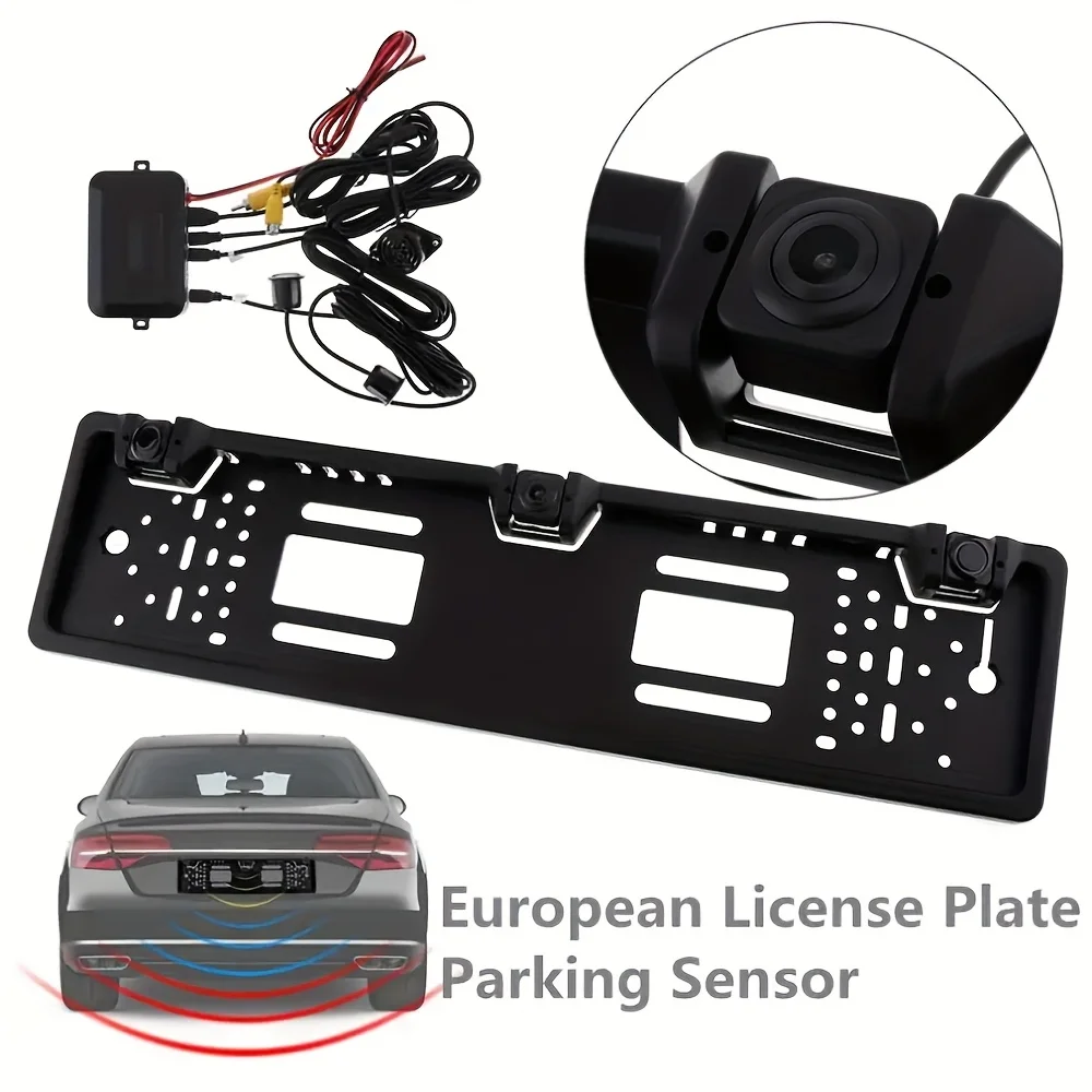 Car Parking Sensor Camera European License Plate Number Frame Backup Rear View Camera with Parking Sensor Reversing Camera